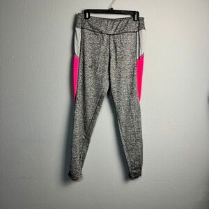 Always Activewear Athletic Leggings Black Grey Pink Trim Polyester Women's Sz 1X